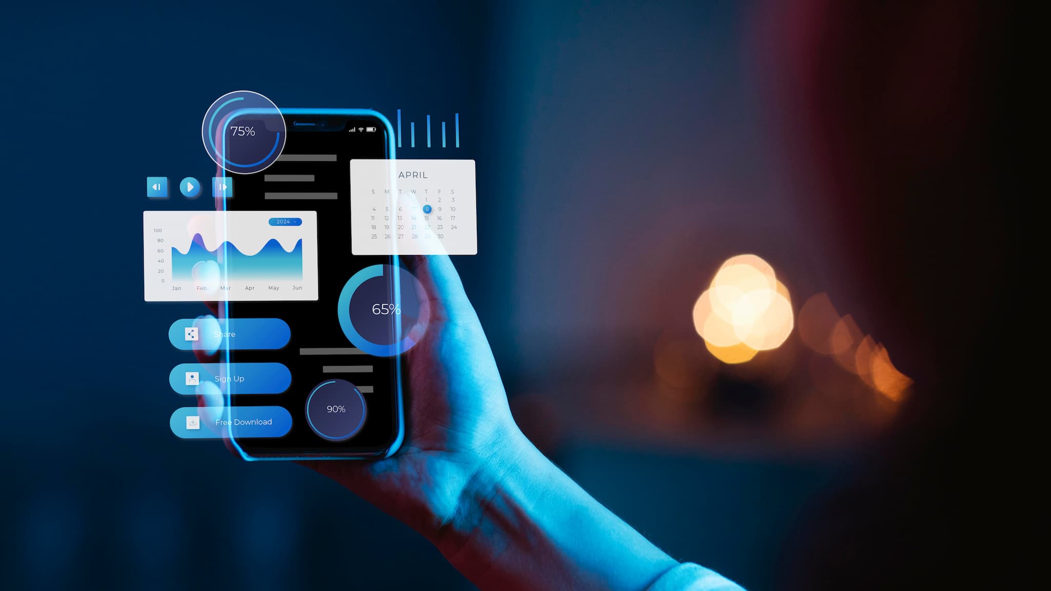 UX-makett kus keegi vaatab telefoni ekraanisse VDisain